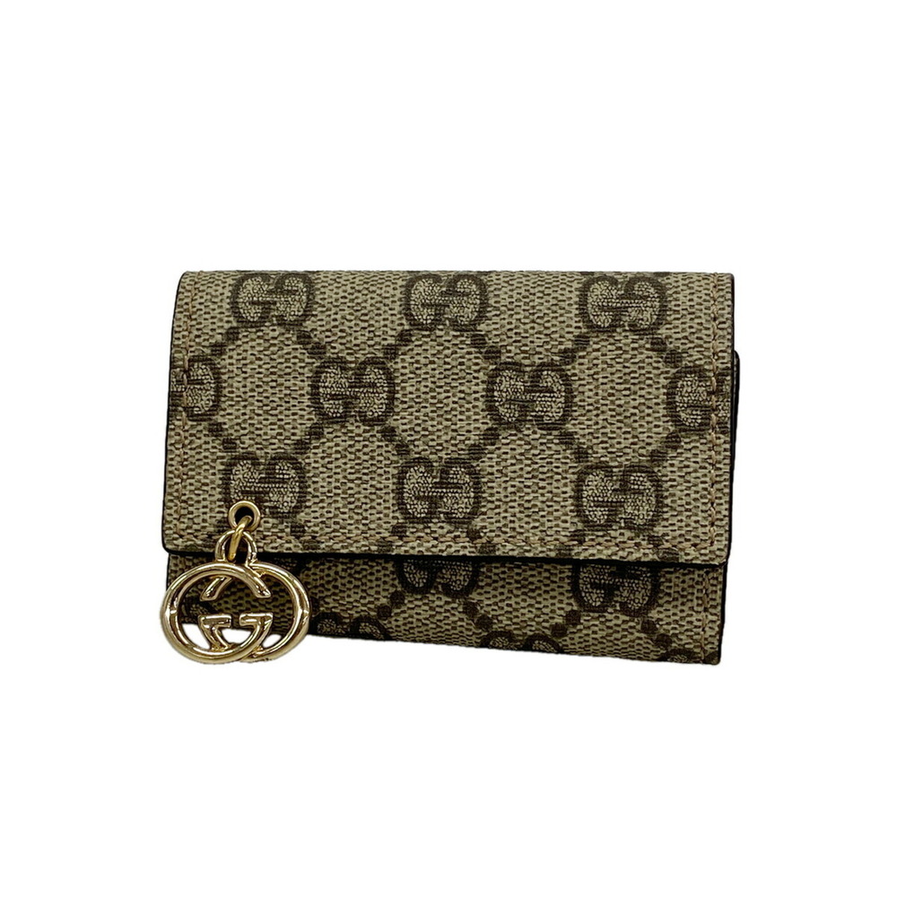 Gucci GG Supreme Key Case, 212111, Beige Champagne, Women's Accessory